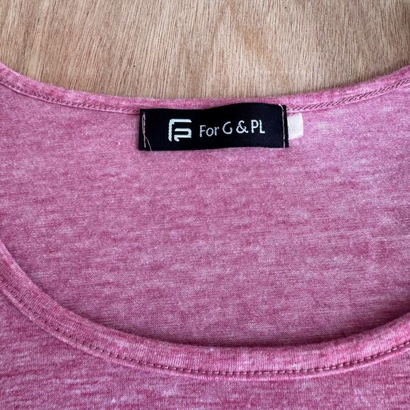 For G & PL Peplum Long Sleeve Top Pink Heather Knit Tunic Women’s Medium - Picture 3 of 3